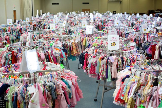 Racks of children's clothes